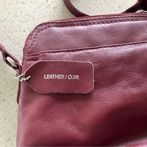 Leather crossbody purse.